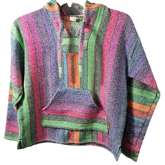 Molina Hoodie Mens M 38/40 Pullover Mexi Baja Beach Blanket Striped Multi Unisex - Picture 1 of 16